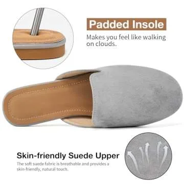 Ecetana Mules for Women Flats Shoes: Comfortable Slip On Casual Work Shoes Backless Slides Loafers Round Toe Womens Mules