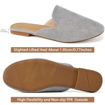 Ecetana Mules for Women Flats Shoes: Comfortable Slip On Casual Work Shoes Backless Slides Loafers Round Toe Womens Mules
