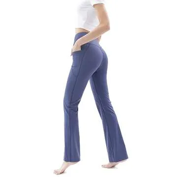 FairyLavie Cross Waist Flare Leggings with Pockets