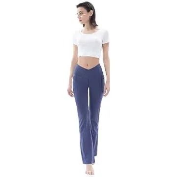 FairyLavie Cross Waist Flare Leggings with Pockets