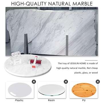 JESSILIN HOME Round Marble Cheese Board 10", Marble Cutting Board, Lotus White