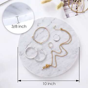 JESSILIN HOME Round Marble Cheese Board 10", Marble Cutting Board, Lotus White