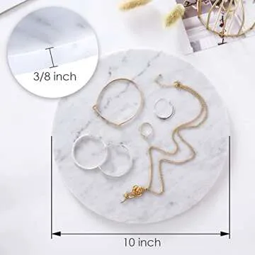 JESSILIN HOME Round Marble Cheese Board 10", Marble Cutting Board, Lotus White