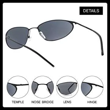 zeroUV Neo Trinity Metal Wire Frame Glasses, Futuristic Sci-Fi Movie Inspired Sunglasses for Men and Women (Black)