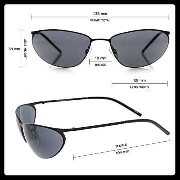 zeroUV Neo Trinity Metal Wire Frame Glasses, Futuristic Sci-Fi Movie Inspired Sunglasses for Men and Women (Black)