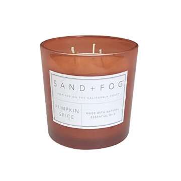 Sand + Fog Scented Candles - Pumpkin Spice - Additional Scents and Sizes - 3 Wicks 100% Cotton Lead-...