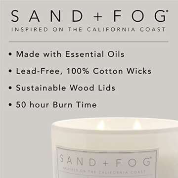 Sand + Fog Scented Candles - Pumpkin Spice - Additional Scents and Sizes - 3 Wicks 100% Cotton Lead-Free - Luxury Air Freshening Jar Candles - Perfect Home Decor - 21 oz