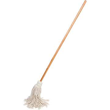 Tidy Tools Large Wet Deck Cotton Mop with Solid Wood Handle (11 Oz, White)