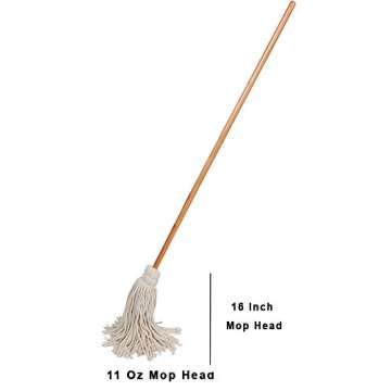 Tidy Tools Large Wet Deck Cotton Mop with Solid Wood Handle (11 Oz, White)