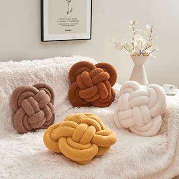 Xiashrk Knot Pillow Ball, 12" Soft Decorative Throw Pillows for Couch Bed, Dark Yellow Knotted Plush...