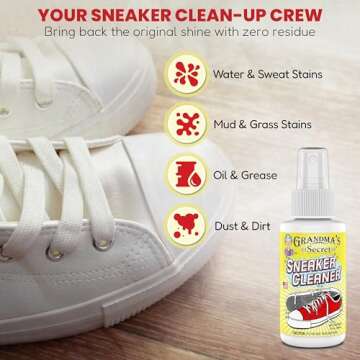 Grandma's Secret Sneaker Cleaner - Shoe Cleaner for Rubber, Canvas and Leather - Stain Remover Spray...
