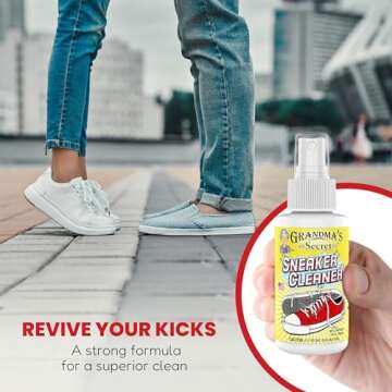 Grandma's Secret Sneaker Cleaner - Shoe Cleaner for Rubber, Canvas and Leather - Stain Remover Spray Removes Dirt, Grime and Grass - 3oz Sneakers Cleaner for Outdoor Shoes, Slippers and Moccasins