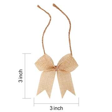 Meseey 24 Pcs 3 Inch Mini Buffalo Plaid Check Burlap Ribbon Bow Small Bows for Applique Embellishment Crafts Sewing Scrapbook Wedding Christmas Halloween Thanksgiving Decorations (Burlap)
