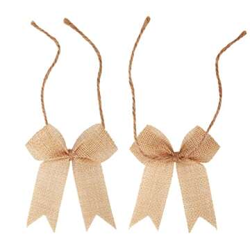 Meseey 24 Pcs 3 Inch Mini Buffalo Plaid Check Burlap Ribbon Bow Small Bows for Applique Embellishment Crafts Sewing Scrapbook Wedding Christmas Halloween Thanksgiving Decorations (Burlap)