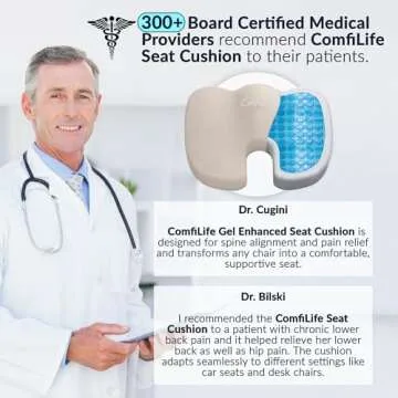 ComfiLife Premium Gel Memory Foam Seat Cushion for Pain Relief