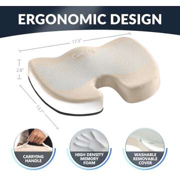 ComfiLife Premium Gel Memory Foam Seat Cushion for Pain Relief