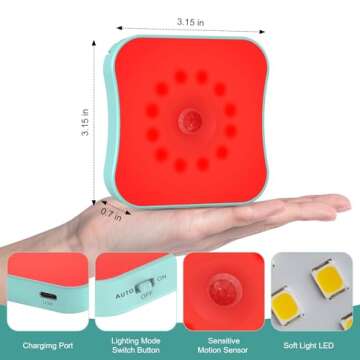 ZOCIFINER Red Night Lights - Rechargeable Motion Sensor Light