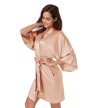 SIORO Women's Satin Kimono Robes - Elegant Bridesmaid & Loungewear