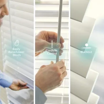 CHICOLOGY Faux Wood Blinds Cordless Room Darkening