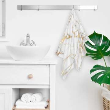 Elegant White Gold Grey Marble Hand Towels Set - 2