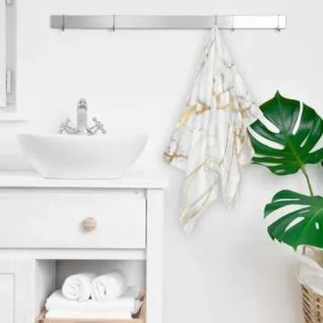 Elegant White Gold Grey Marble Hand Towels Set - 2