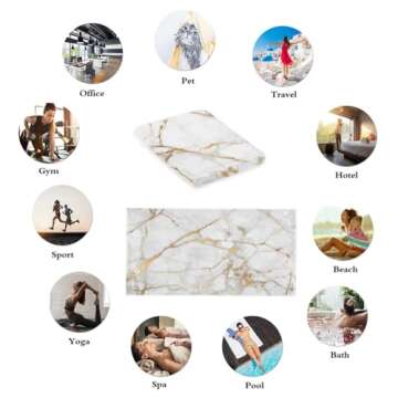 Elegant White Gold Grey Marble Hand Towels Set - 2