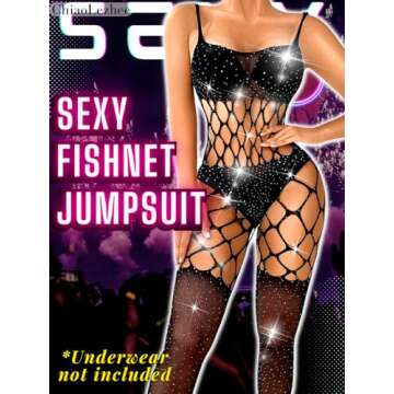 ChiaoLezhee Rhinestone Bodysuit for Dancers & Party Lovers