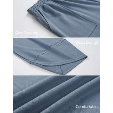 Xiaoxuemeng Womens Baggy Wide Leg Pants Casual Elastic Waisted Palazzo Harem Pants with Pockets(Dustyblue-XL)