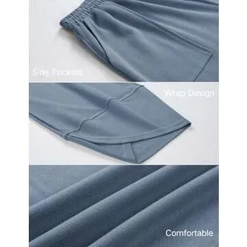 Xiaoxuemeng Womens Baggy Wide Leg Pants Casual Elastic Waisted Palazzo Harem Pants with Pockets(Dustyblue-XL)