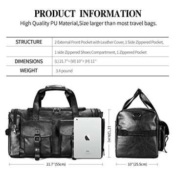 Zeroway Travel Duffel Bag with Shoe Pouch for Men Women