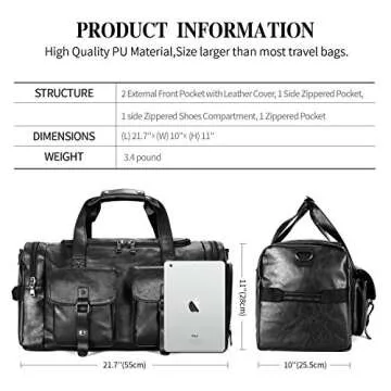 Zeroway Travel Duffel Bag with Shoe Pouch for Men Women