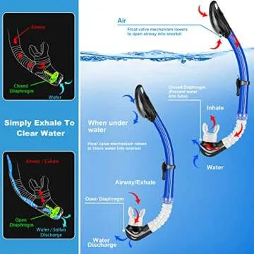 Zeeporte Dive Snorkeling Gear for Adults Kids - Mask Fins Snorkel Set with Panoramic View Snorkel Mask Anti-Fog Anti-Leak, Dry Top Snorkel, Dive Flippers and Gear Bag