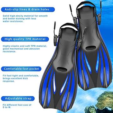 Zeeporte Dive Snorkeling Gear for Adults Kids - Mask Fins Snorkel Set with Panoramic View Snorkel Mask Anti-Fog Anti-Leak, Dry Top Snorkel, Dive Flippers and Gear Bag