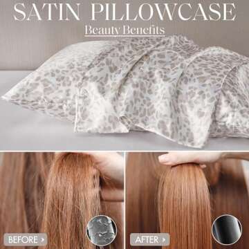 Madison Park Essentials Satin Sheet Set Luxury and Silky with Natural Sheen, Elastic 14" Pocket fits up to 16" Mattress, All Around Elastic - Year-Round Bedding, Queen Taupe Leopard 4 Piece