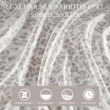 Madison Park Essentials Satin Sheet Set Luxury and Silky with Natural Sheen, Elastic 14" Pocket fits up to 16" Mattress, All Around Elastic - Year-Round Bedding, Queen Taupe Leopard 4 Piece