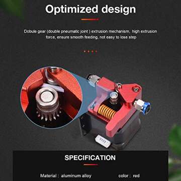 Bigtreetech Upgrade Dual Gear Extruder, Double Gear MK8 Extruder 3D Printer Dual Driver Stock Feeder All Metal 1.75mm Filament Extruder Kit for CR-10S Pro/CR-10/ Ender 3 V2/Ender 3/Ender 3 Pro Series