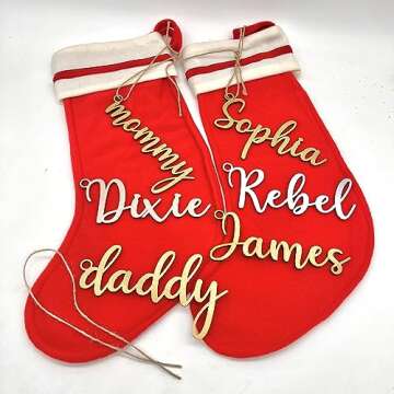 Custom Christmas Name Tag, Personalized Stockings, Christmas gift decoration, Hanging Stocking Name ...