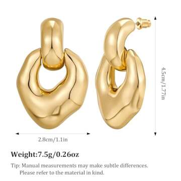 HESSAWELL Gold Statement Earrings for Women Irregular Gold Chunky Dangle Earrings for Women Party Jewelry