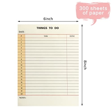 300 Sheets Daily to do List Notepad Notebook Library Card to do Planner Checklist Memo Writing Pad Schedule Note Pad Reminder Office Planning Homework Pad for Task, 6" x 8" (Things To do)