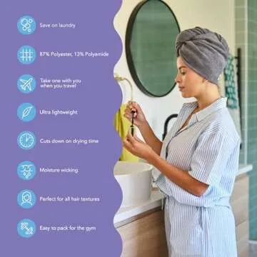 Turbie Twist 4-Pack Microfiber Hair Towel for Beauty, Travel, Gifting - Hair Wrap Turban for Straigh...