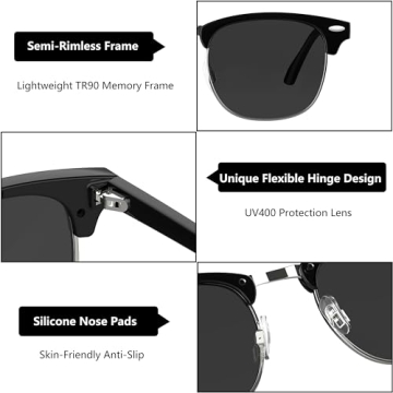 Yaserra Trendy Semi Rimless Polarized Sunglasses for All