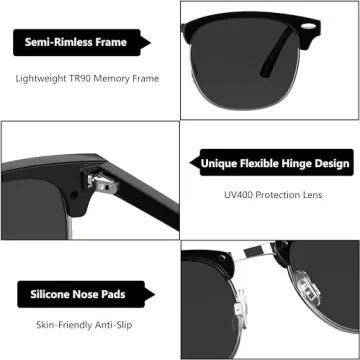 Yaserra Trendy Semi Rimless Polarized Sunglasses for All