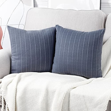 MADIZZ Embossed Blue Decorative Pillow Covers Set