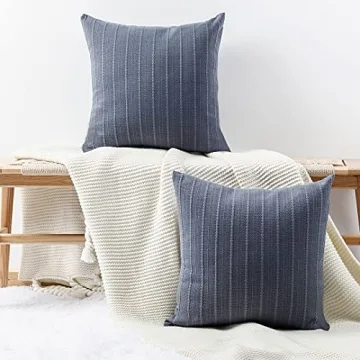 MADIZZ Embossed Blue Decorative Pillow Covers Set