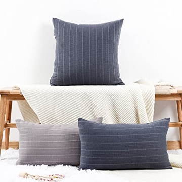 MADIZZ Embossed Blue Decorative Pillow Covers Set