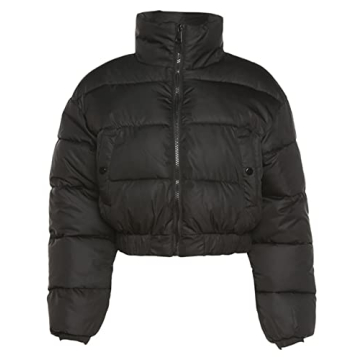 Arssm Womens Cropped Puffer Jacket - Stylish Winter Essential for Women
