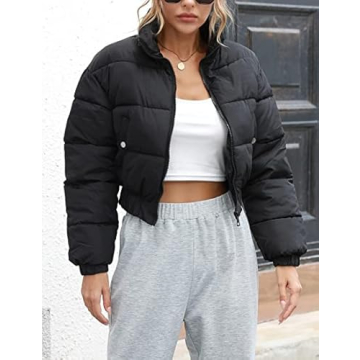 Arssm Women's Cropped Puffer Jacket for Cozy Winter Wear
