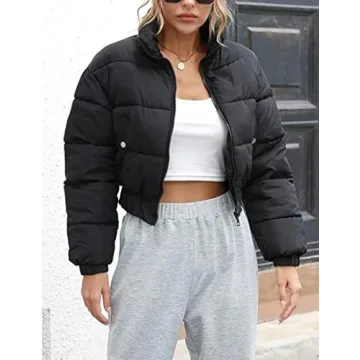 Arssm Women's Cropped Puffer Jacket for Cozy Winter Wear