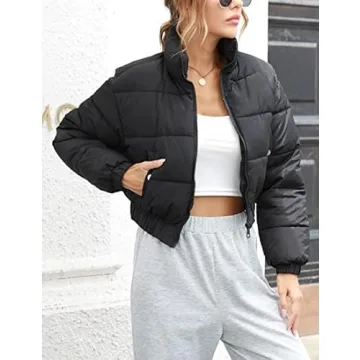 Arssm Women's Cropped Puffer Jacket for Cozy Winter Wear
