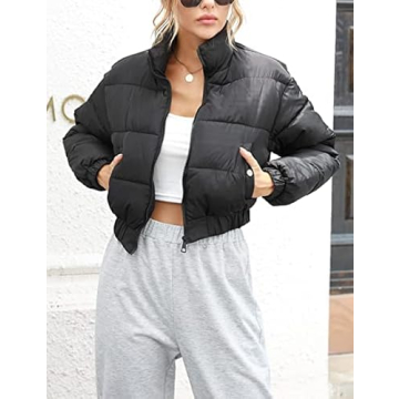 Arssm Women's Cropped Puffer Jacket for Cozy Winter Wear
